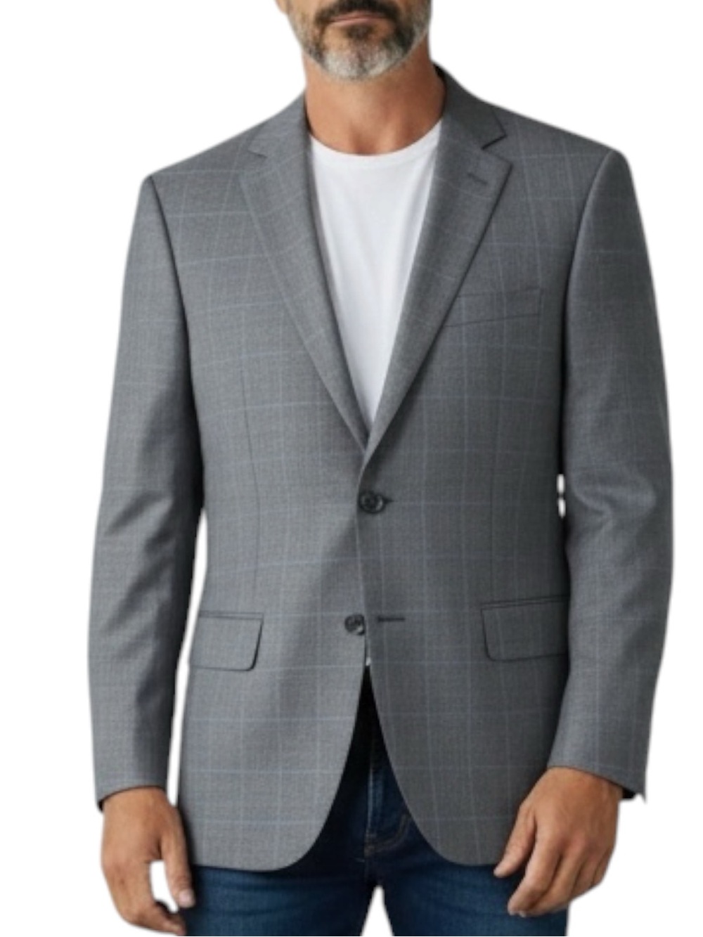 PRONTO UOMO Light Gray Windowpane Sport Coat Size 38R -- GOTGEOUS!!!